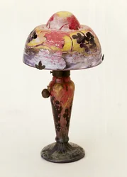 Carved and etched table lamp